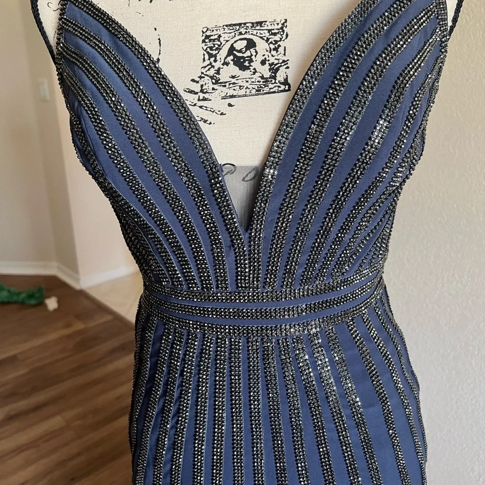 Jovani Midnight Blue Sequin Maxi Prom/Evening Dress - Picture 3 of 7